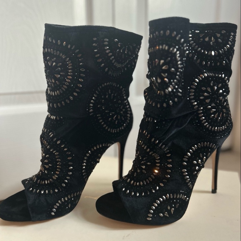 Vince Camuto Black Studded Heeled Boots
